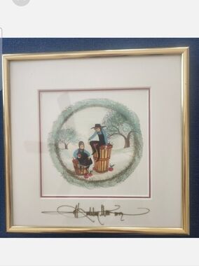 P Buckley Moss Framed Artwork with Gold Frame